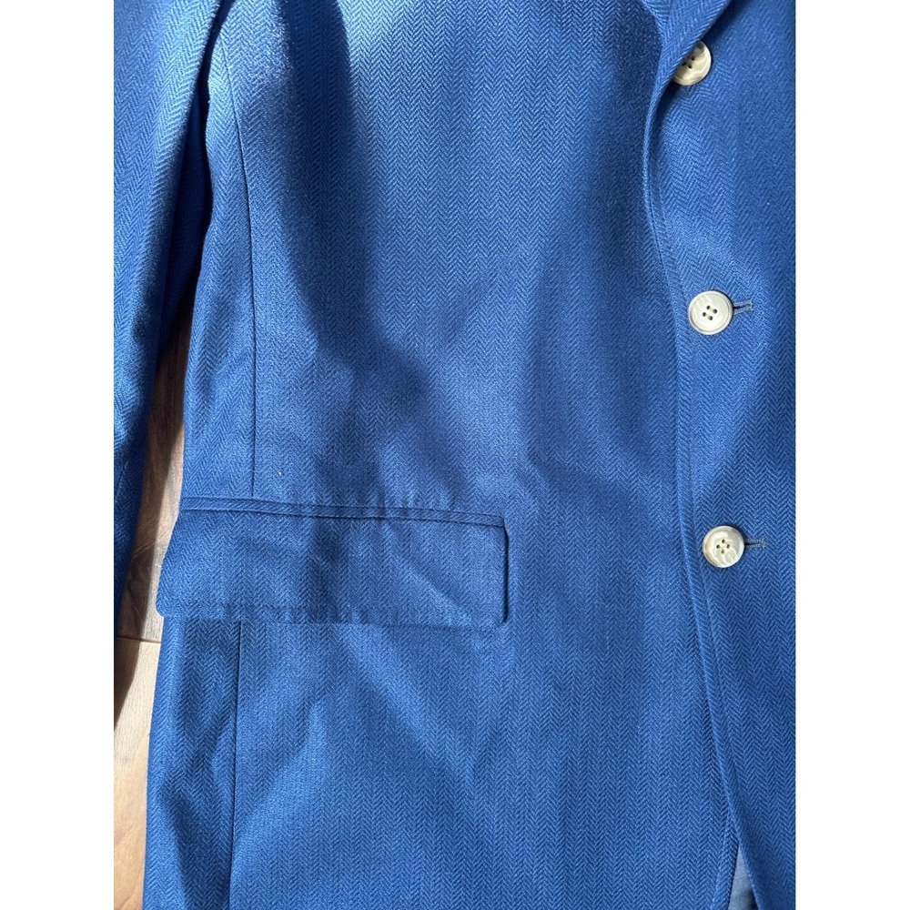 Rush Wilson Limited Blue Silk Herringbone Blazer Mens 43R Sport Coat - Picture 3 of 14